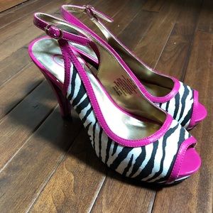 Pink & Black Zebra print Candie’s Heels